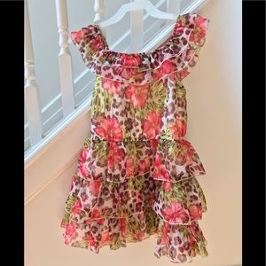 Girls Kate Mack & Biscotti Floral Ruffles Dress